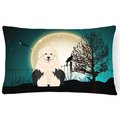 Micasa Halloween Scary Old English Sheepdog Canvas Fabric Decorative Pillow MI887544